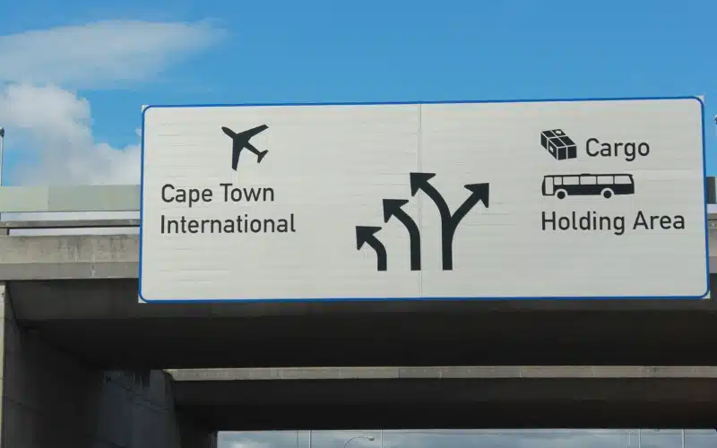 Directional sign for Cape Town International Airport